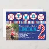 Baseball-Geburtstags-Einladung (2. Geburtstag) Einladung (Vorne/Hinten)