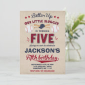 Baseball-Geburtstags-Einladungs-Baseball-5. Einladung (Stehend Vorderseite)