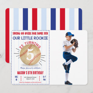 Baseball-Geburtstags-Foto-Einladung Einladung