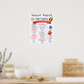 Baseball Geburtstags-Meilenstein Unterschrift Halb Poster (Küche)