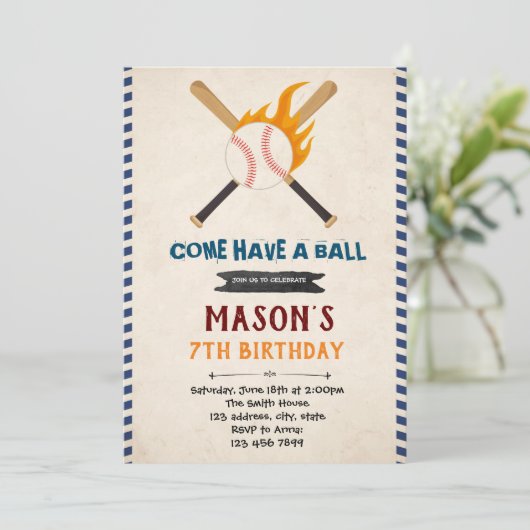 Baseball-Geburtstagseinladung Einladung (Stehend Vorderseite)