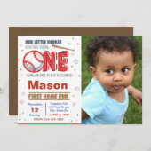 Baseball Geburtstagseinladung mit Foto Einladung (Vorne/Hinten)