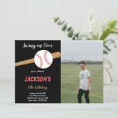 Baseball Geburtstagseinladungen mit Foto Einladung (Stehend Vorderseite)