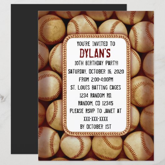 Baseball-Geburtstagsfeier (Vorne/Hinten)