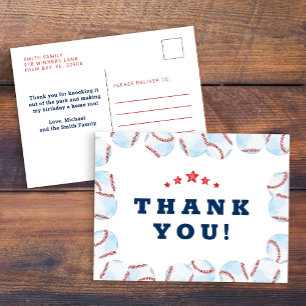 Baseball-Geburtstagsfeier Dankeschön-Postkarte  Postkarte