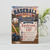 Baseball-Geburtstagsfeier Einladung (Stehend Vorderseite)