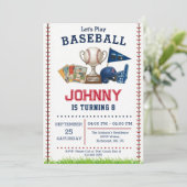 Baseball-Geburtstagsfeier-Einladung Einladung (Stehend Vorderseite)