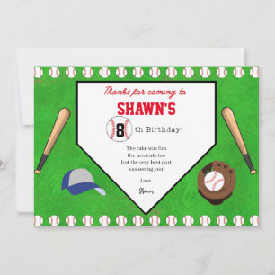 Baseball-Geburtstagsfeier Home Plate Dankeskarten Dankeskarte