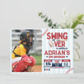 Baseball-Geburtstagsjunge Foto Einladung (Stehend Vorderseite)