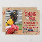 Baseball-Geburtstagsjunge Foto Einladung (Vorne/Hinten)