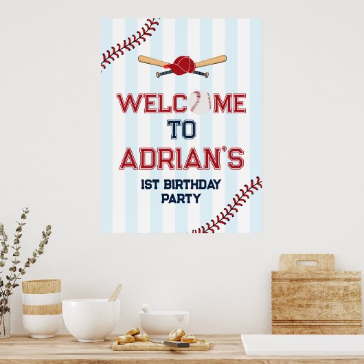 Baseball-Geburtstagsjunge Poster (Küche)