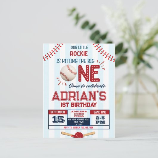 Baseball-Geburtstagsjunge Postkarte (Stehend Vorderseite)