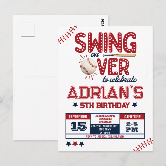 Baseball-Geburtstagskind Postkarte (Vorne/Hinten)