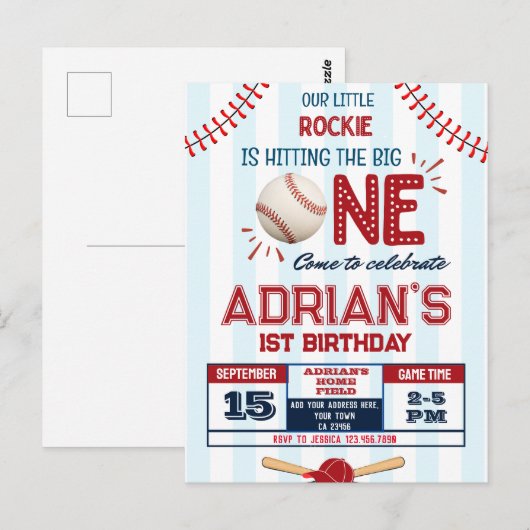Baseball-Geburtstagskind Postkarte (Vorne/Hinten)