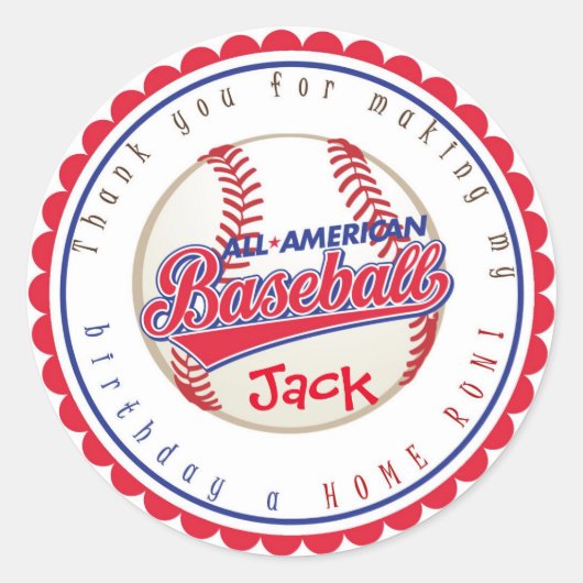 Baseball Geburtstagskleber Runder Aufkleber (Vorderseite)