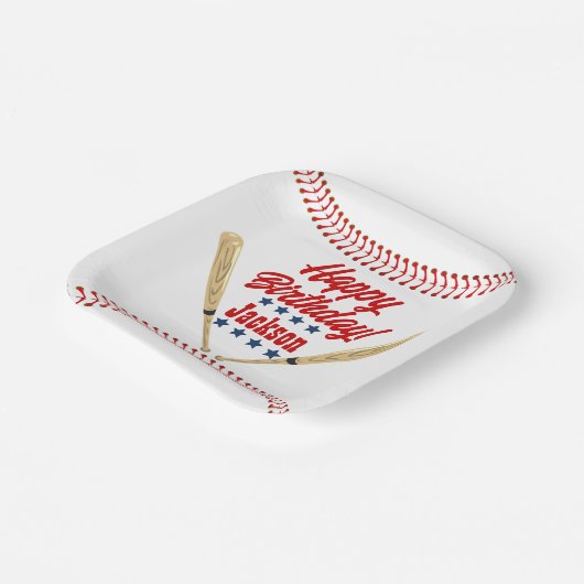 Baseball Geburtstagspapier-Platte Pappteller (Gewinkelt)