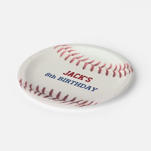 Baseball-Geburtstagspapierplatte Pappteller (Schrägansicht)