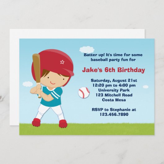 Baseball-Geburtstagspartei Einladung (Vorne/Hinten)