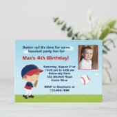 Baseball-Geburtstagspartei Einladung (Stehend Vorderseite)