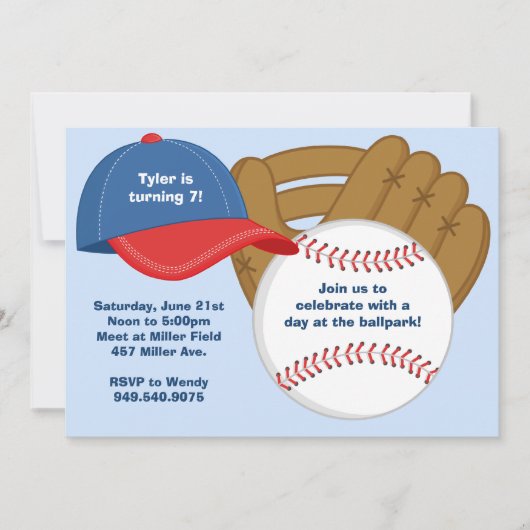 Baseball-Geburtstagspartei Einladung (Vorderseite)