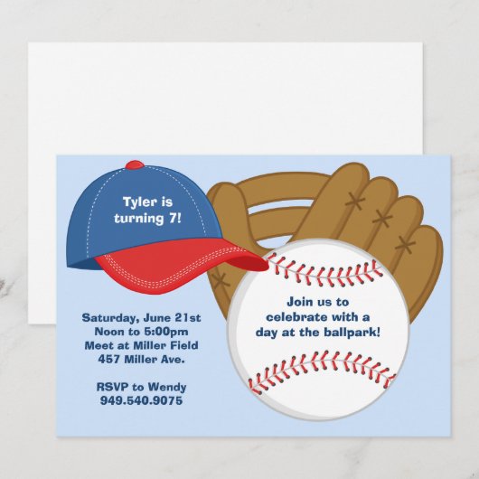 Baseball-Geburtstagspartei Einladung (Vorne/Hinten)