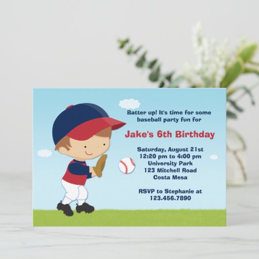 Baseball-Geburtstagspartei Einladung (Stehend Vorderseite)