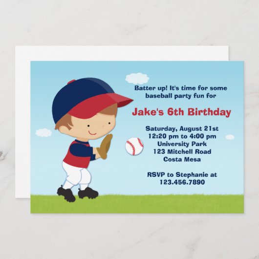 Baseball-Geburtstagspartei Einladung (Vorne/Hinten)
