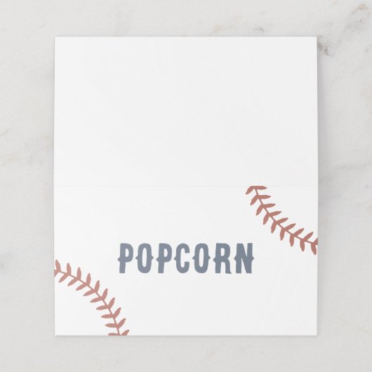 Baseball-Geburtstagspartei-Lebensmittelkennzeichnu Platzkarte (Außenseite Aufgefaltet)