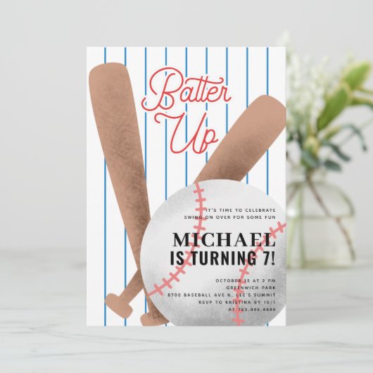 Baseball-Geburtstagsparty anpficken Einladung (Stehend Vorderseite)