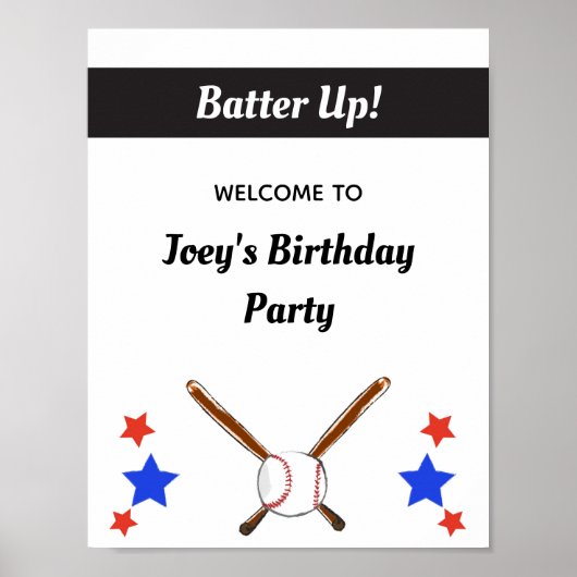 Baseball Geburtstagsparty Begrüßungspaket Poster (Vorne)