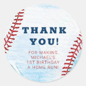 Baseball Geburtstagsparty Danke, dass Sie Sticker (Vorderseite)