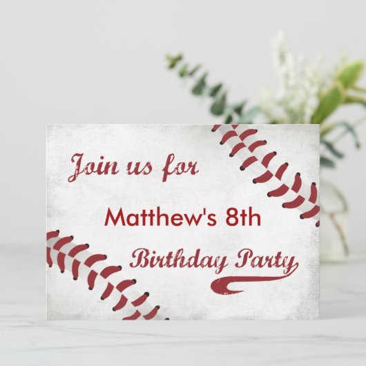 Baseball Geburtstagsparty Einladung (Stehend Vorderseite)