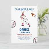 Baseball Geburtstagsparty Einladung (Stehend Vorderseite)