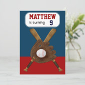 Baseball Geburtstagsparty Einladung (Stehend Vorderseite)