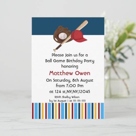Baseball Geburtstagsparty Einladung (Stehend Vorderseite)