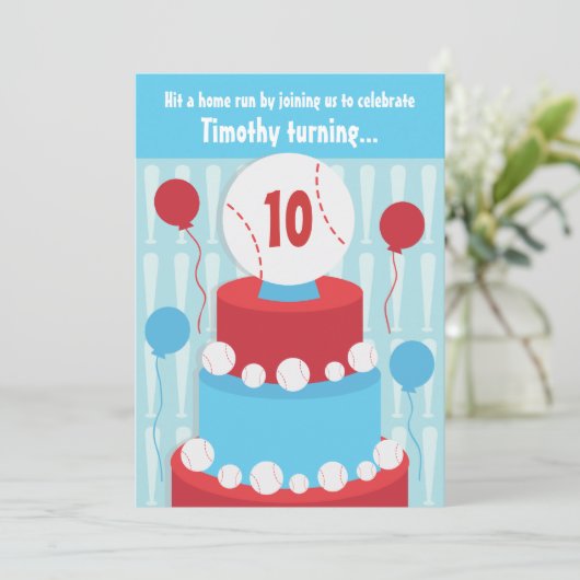 Baseball Geburtstagsparty Einladung (Stehend Vorderseite)