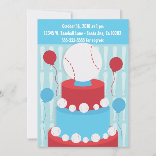 Baseball Geburtstagsparty Einladung (Rückseite)
