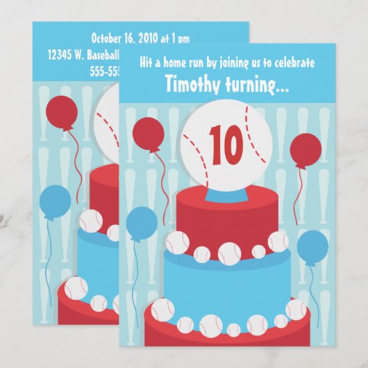 Baseball Geburtstagsparty Einladung (Vorne/Hinten)