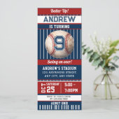 Baseball-Geburtstagsparty-Einladungsticket Einladung (Stehend Vorderseite)