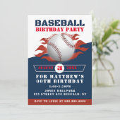 Baseball Geburtstagsparty - Fotoeinladungen hinzuf (Stehend Vorderseite)