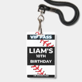 Baseball Geburtstagsparty VIP Pass Abzeichen Ausweis (Vorderseite mit Schlüsselband)