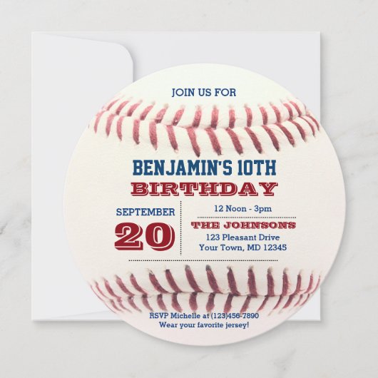 Baseball Geburtstagsrunde Einladung (Vorderseite)