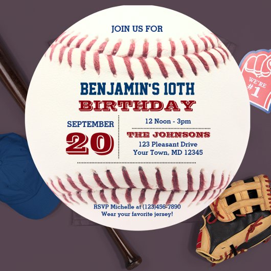 Baseball Geburtstagsrunde Einladung
