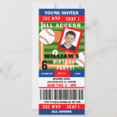 Baseball-GeburtstagsTicket Einladung (Vorderseite)