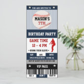 Baseball-GeburtstagsTicket Einladung (Stehend Vorderseite)