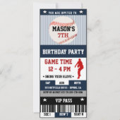 Baseball-GeburtstagsTicket Einladung (Vorderseite)