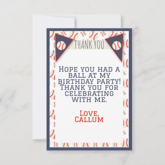 Baseball Geburtstagswohnung Danke Karte (Vorderseite)