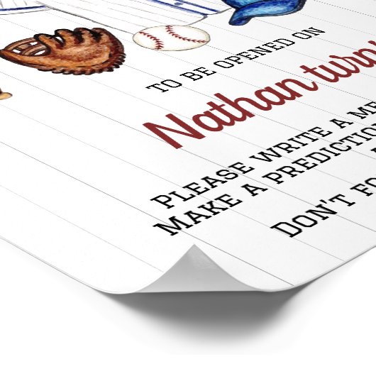 Baseball Geburtstagszeit Kapselzeichen Poster (Ecke)