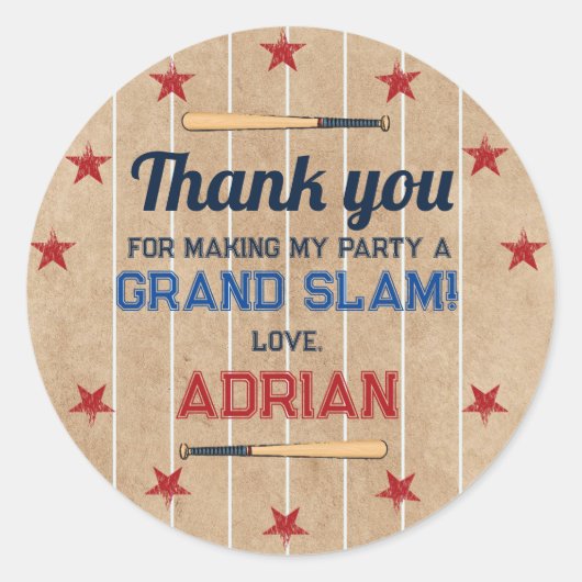 Baseball Gefallen danke Ihnen Geburtstag Runder Aufkleber (Vorderseite)