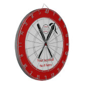 Baseball gekreuzte Fledermäuse und Kappe schwarz, Dartscheibe (Vorderseite Links)